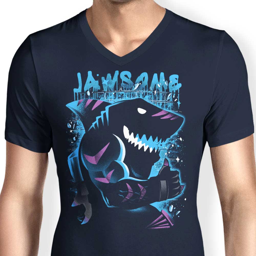 Alemaglia Men's Stylish V-Neck Tiger Shark T-Shirt