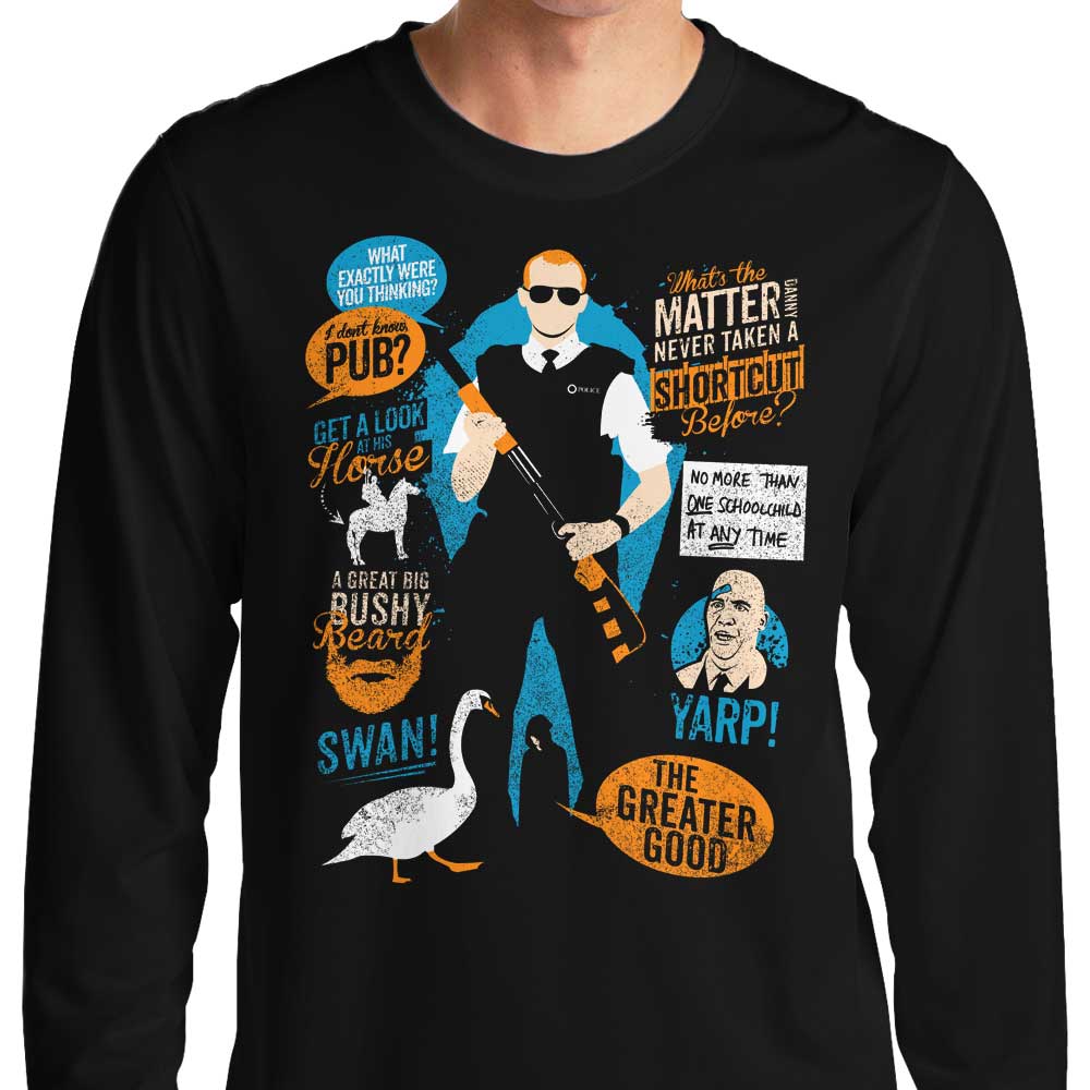 Long Sleeve T-Shirt Featuring Quotes from the Movie Hot Fuzz