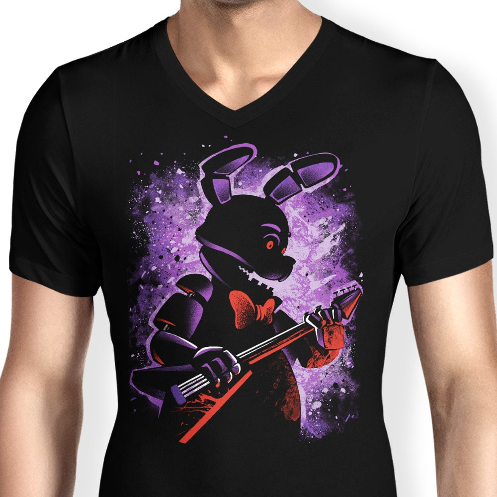 Men's Stylish V-Neck Animatronic Rabbit T-Shirt