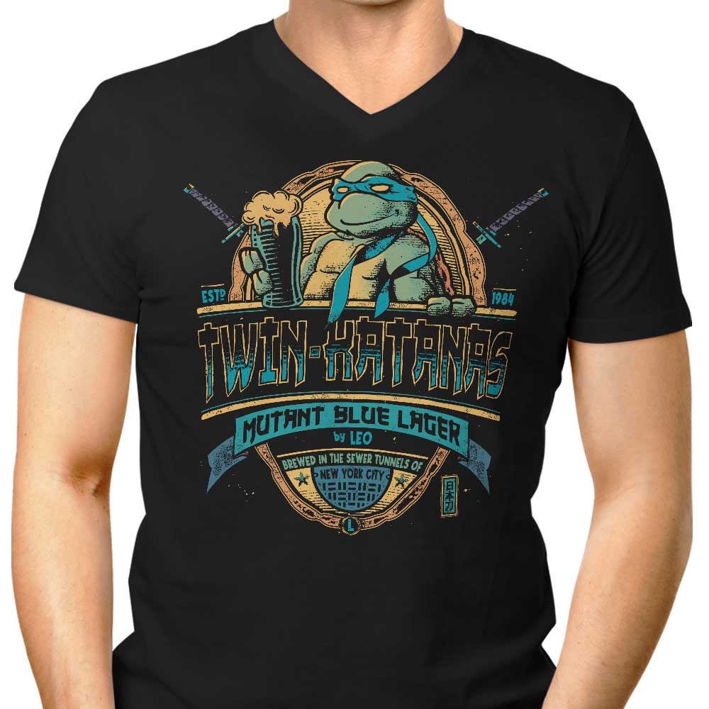 Men's V-Neck Twin Katanas Graphic T-Shirts