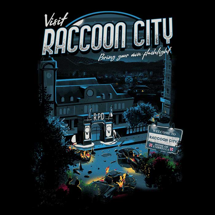 Men's V-Neck T-Shirt - Visit Raccoon City Design