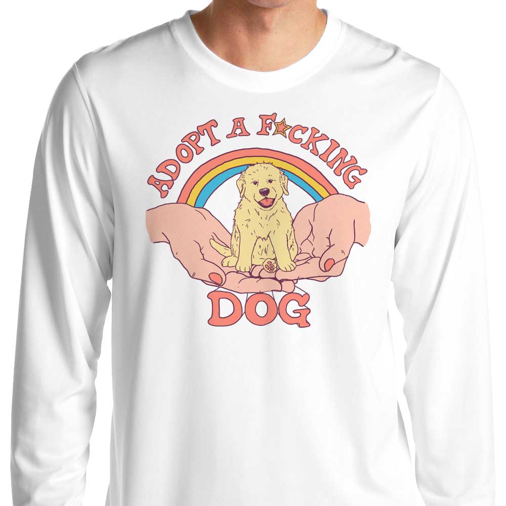 Adopt a Dog Hillary White Long Sleeve Crewneck T - Shirt in S to 4XL