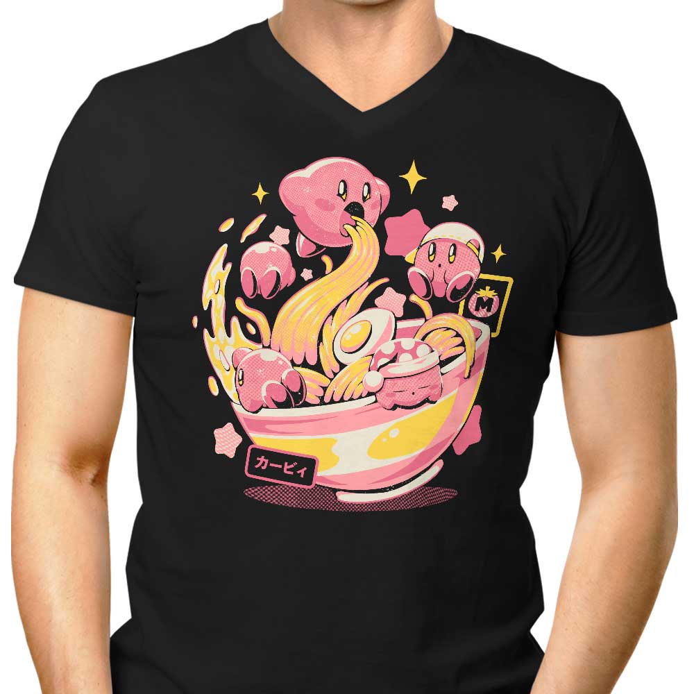 Men's V-Neck Pink Bowl T-Shirt