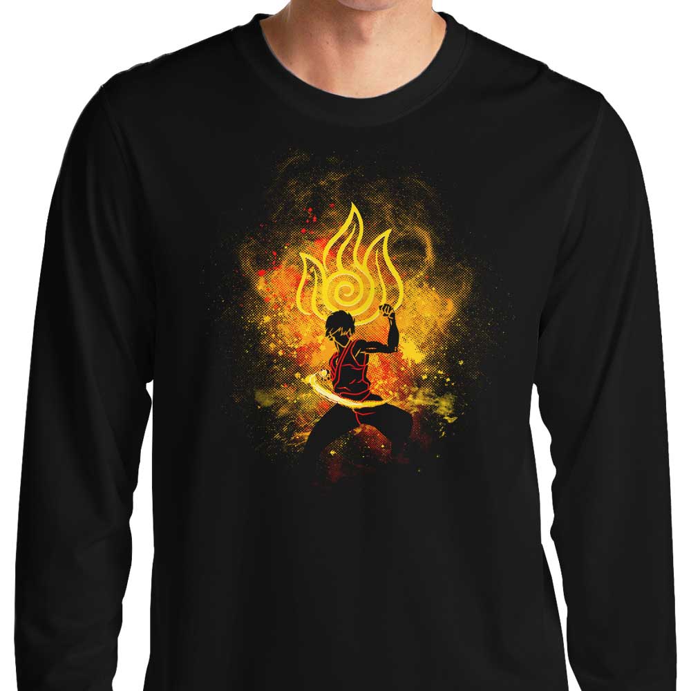 Long Sleeve Fire Bender Art Graphic T-Shirt by Donnie Illustrations