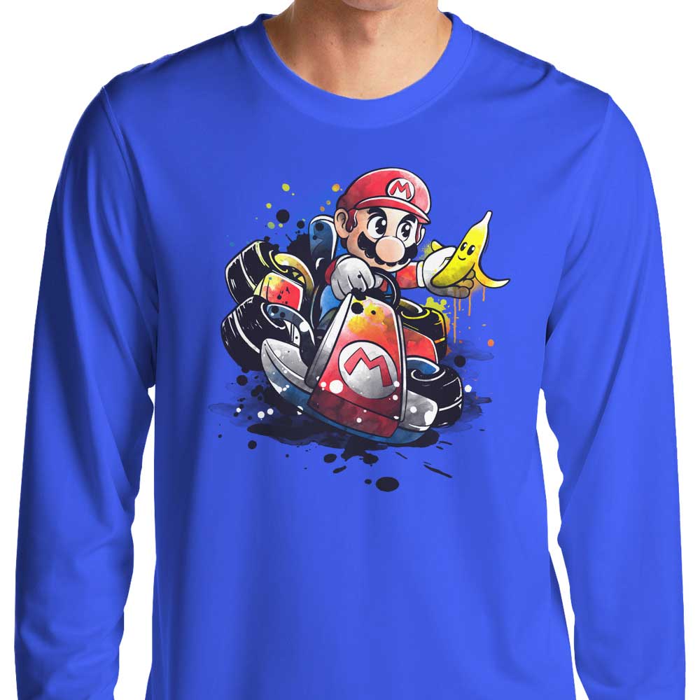 Long Sleeve Go Kart Watercolor T-Shirt for All Sizes