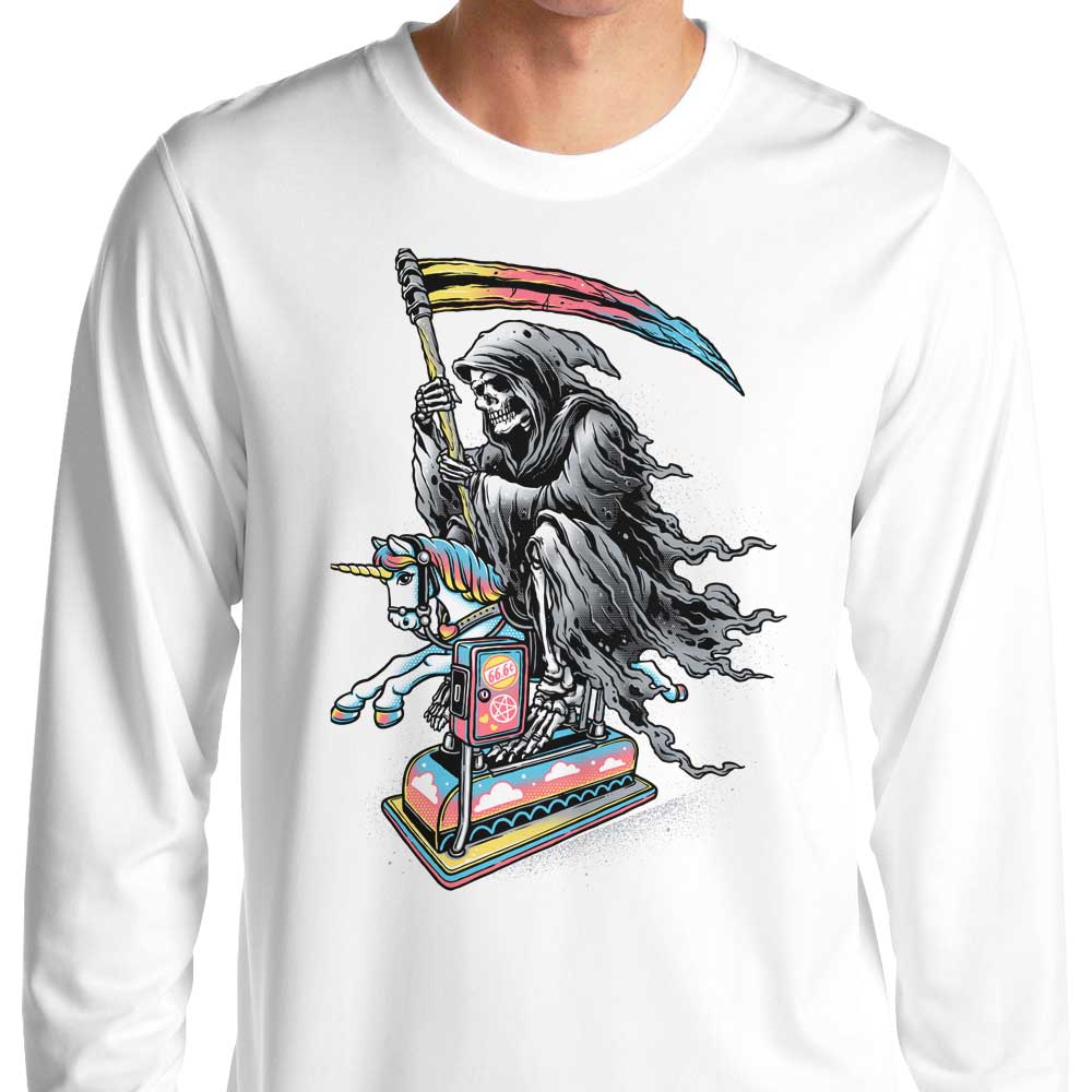 Glitchygorilla's 'Death Enjoying Life' Long Sleeve Crewneck T - Shirt for All Sizes