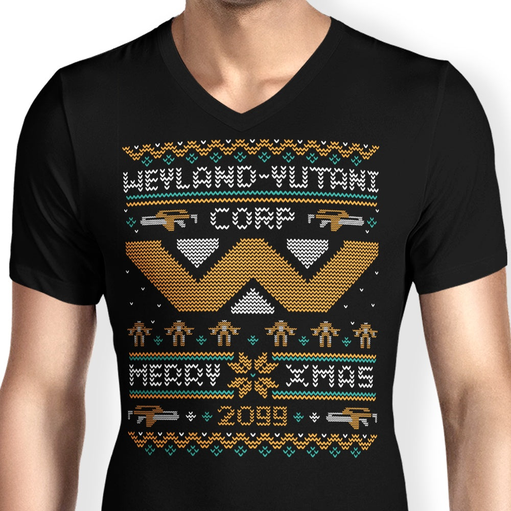 Men's Stylish V-Neck Merry Xenomas T-Shirt