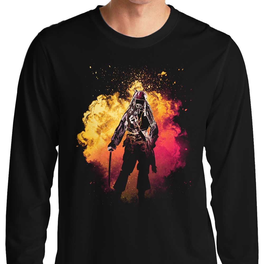 The Enigmatic Soul of the Black Pearl Long Sleeve Cotton-Poly Blend T-Shirt