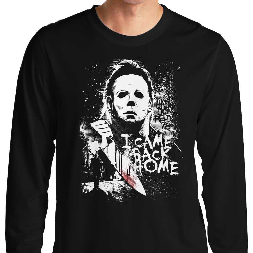 Stylish Long Sleeve T-Shirt Featuring 'I Came Back Home' Design
