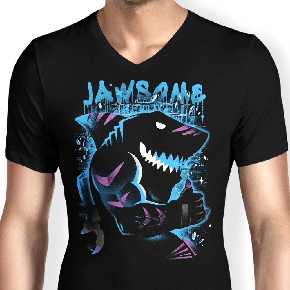 Alemaglia Men's Stylish V-Neck Tiger Shark T-Shirt