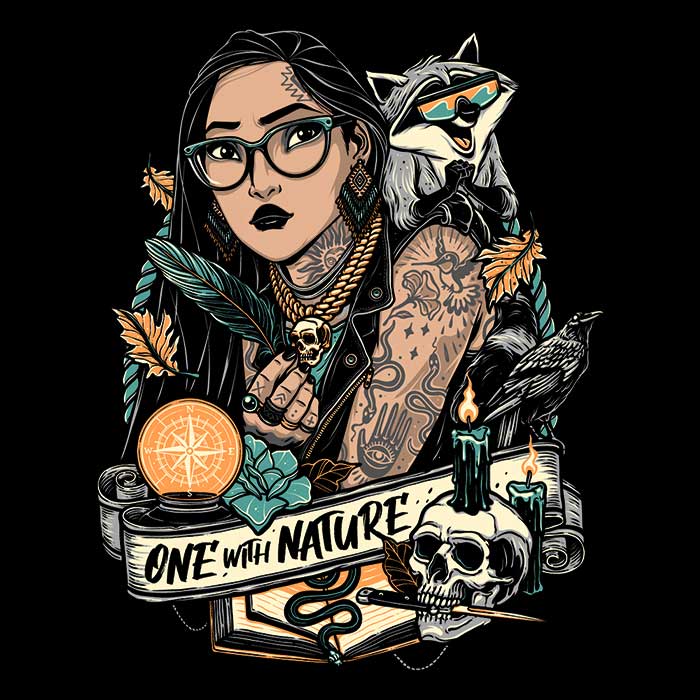 One with Nature Branded Long Sleeve Crewneck T-Shirt