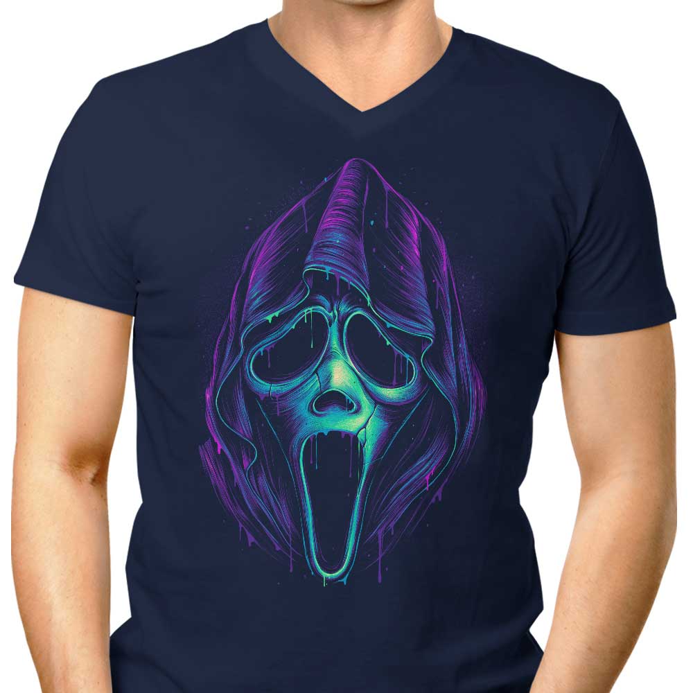 Men's Glowing Ghost Design V-Neck T-Shirt