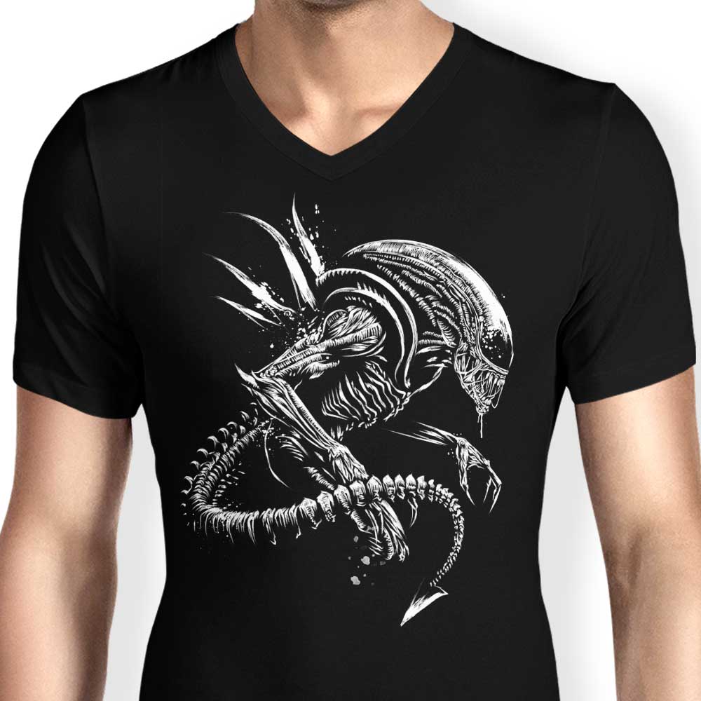 Men's Stylish V-Neck 'Space Rage' T-Shirt