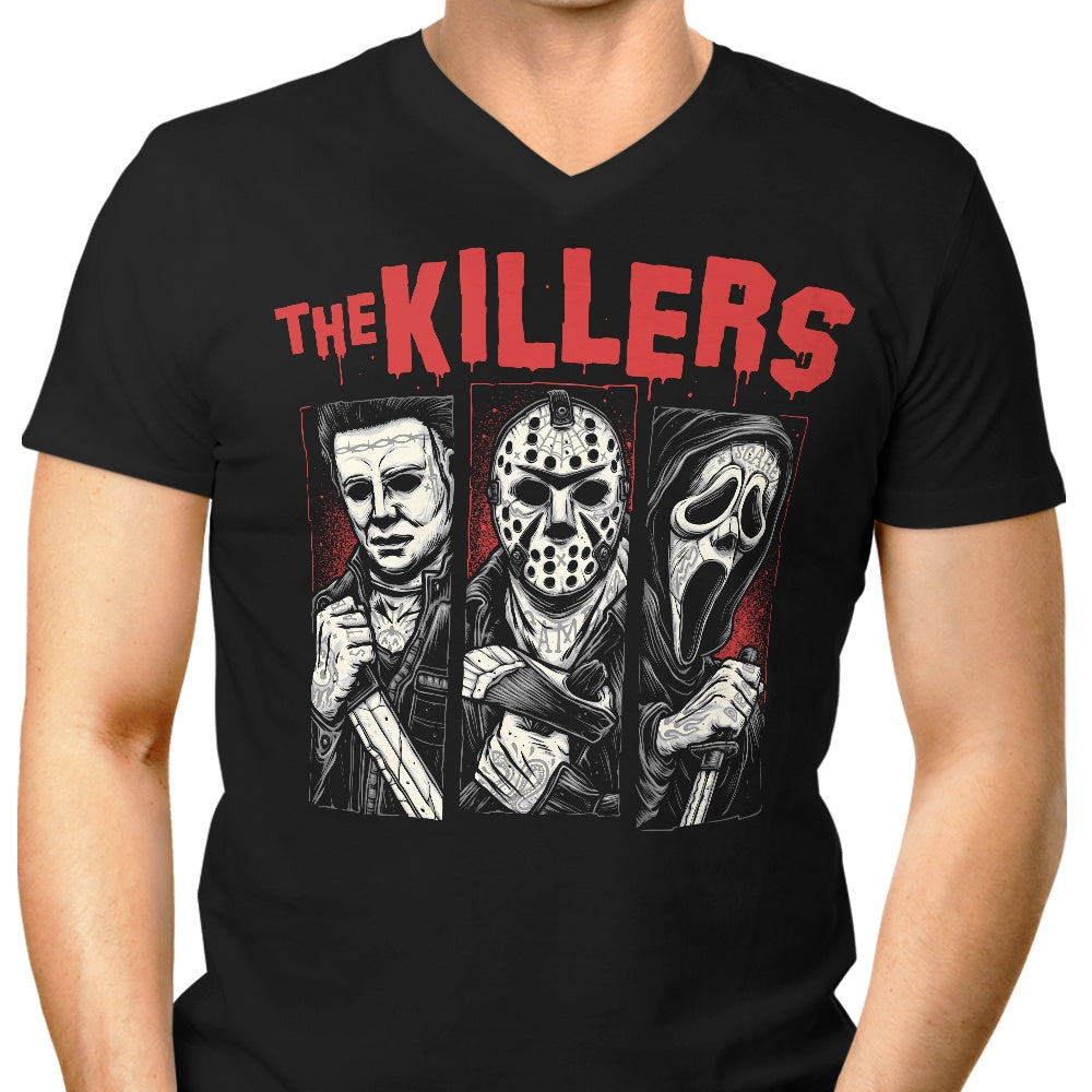 Glitchygorilla's Stylish Men's Tattooed Killers V-Neck T-Shirt