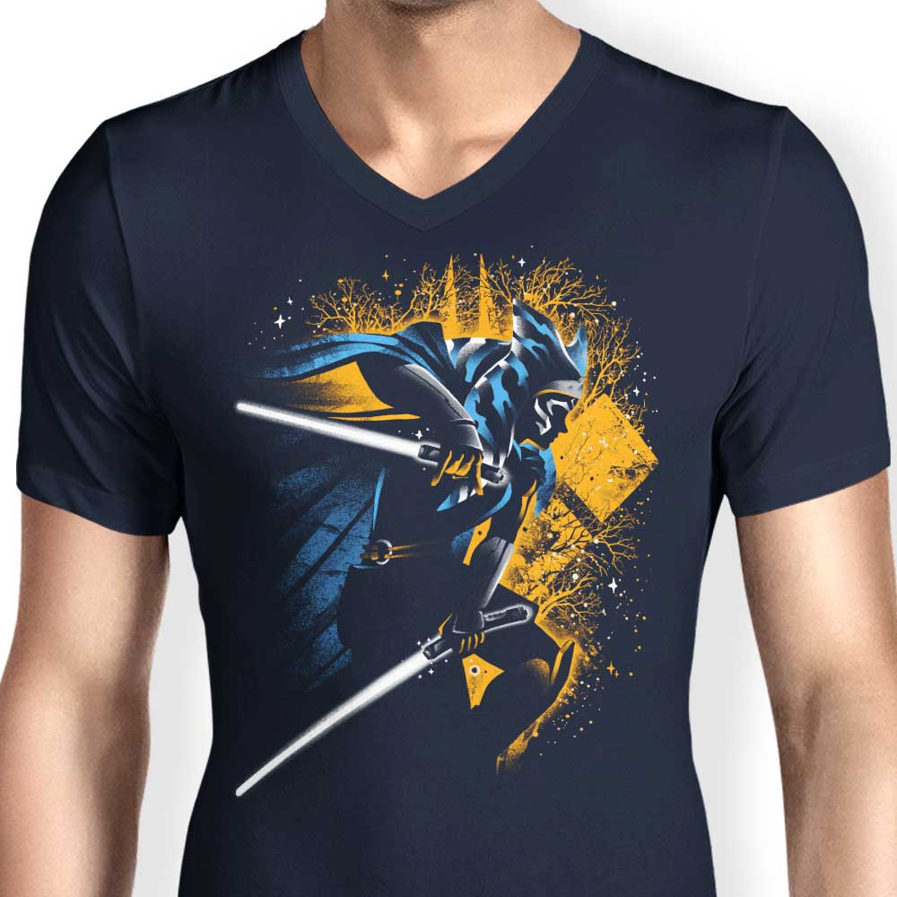 Men's Twin White Blades V-Neck T-Shirt