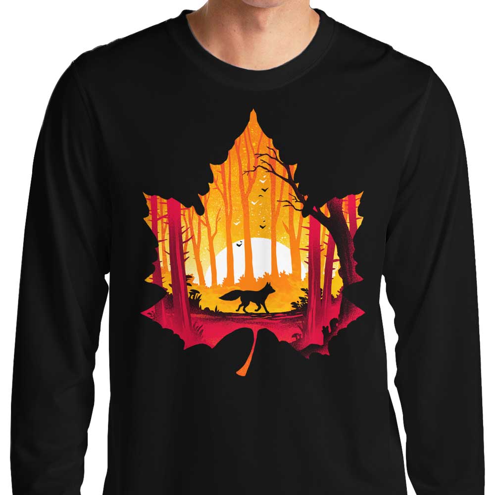 Alemaglia's Sunset Fox Design Long Sleeve Crewneck T-Shirt for All Sizes