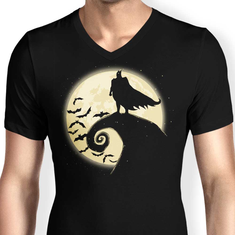 Men's Nightmare Before Batman Themed V-Neck T-Shirt