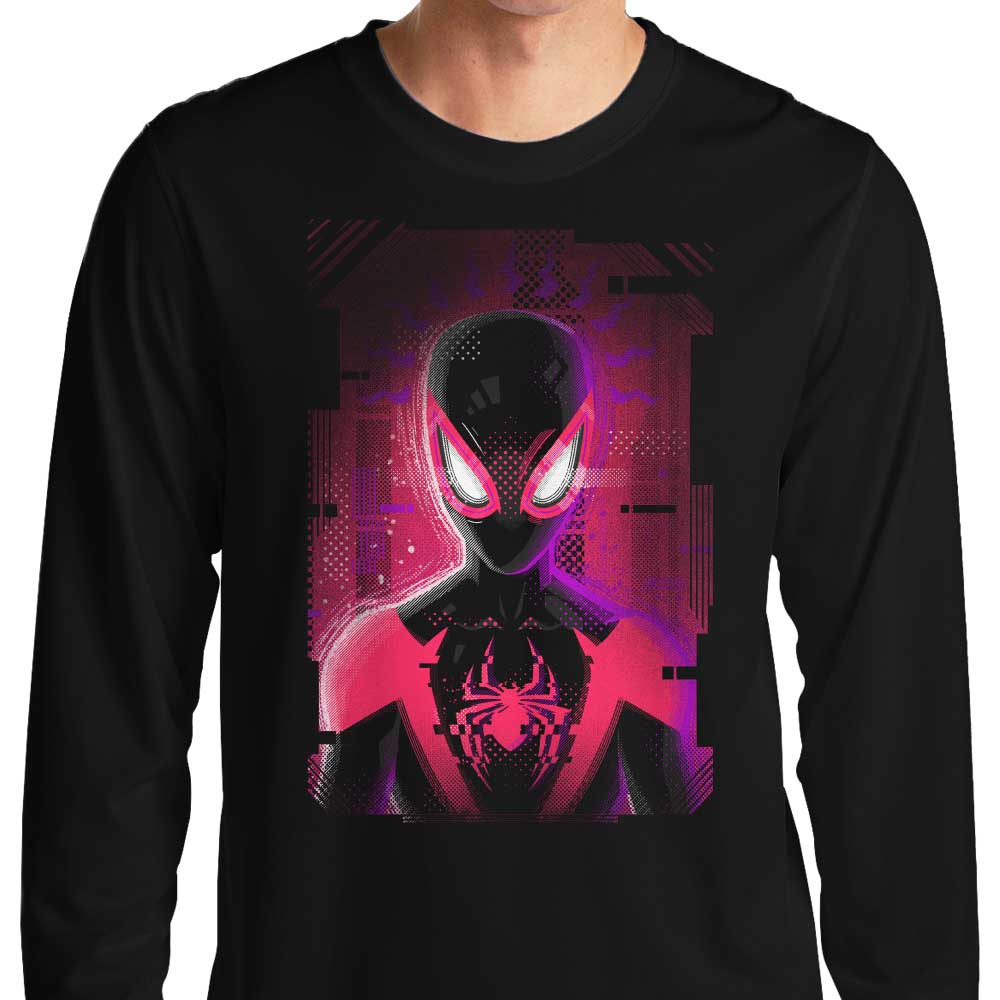 Unique Glitched Morales Design Long Sleeve Crewneck T - Shirt for All Sizes