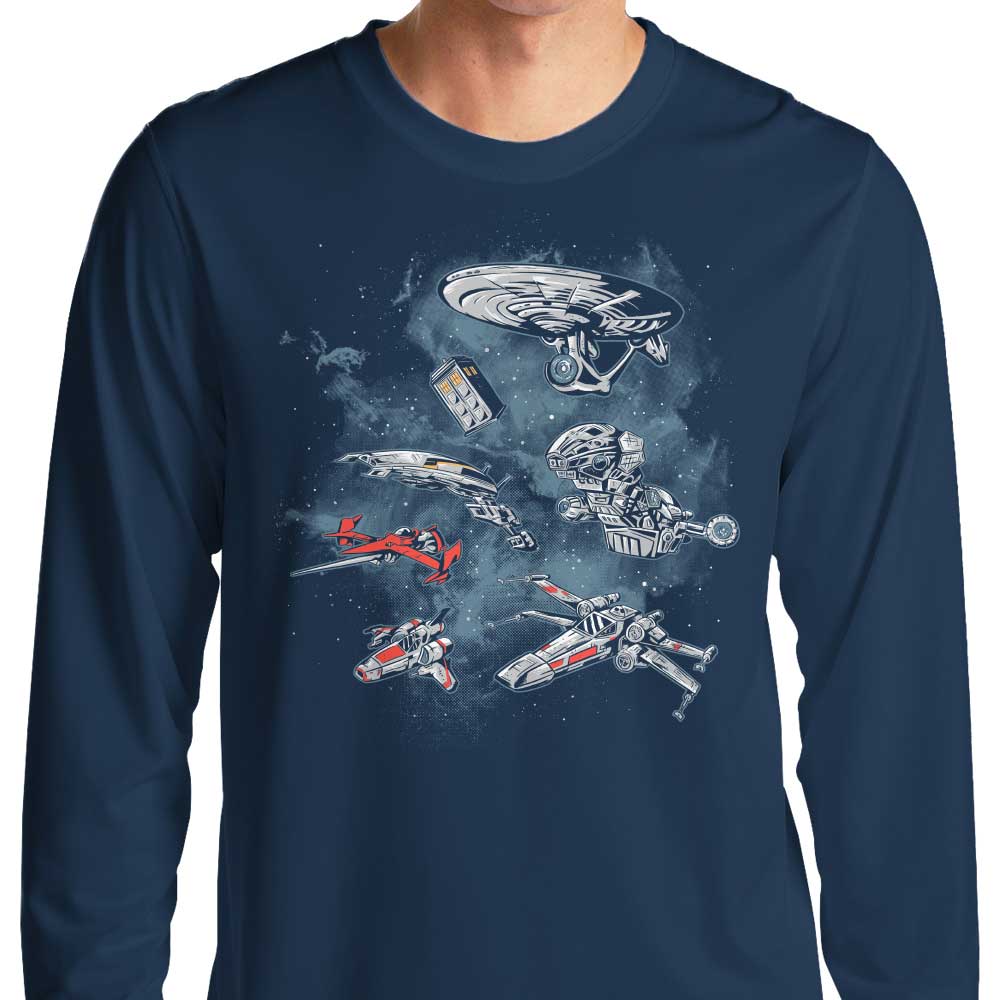 Adam Works' Premium Long Sleeve Ultimate Space Fleet T-Shirt