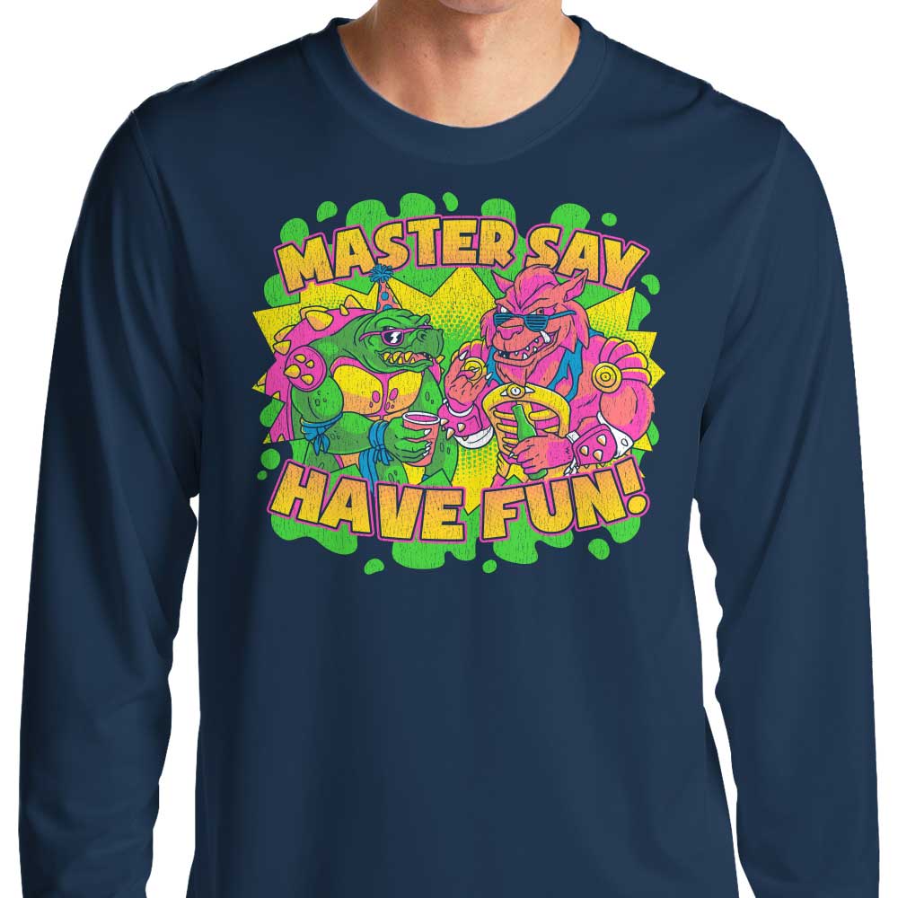 Enjoy the Fun with Clay Graham Art's Long Sleeve Crewneck T-Shirt
