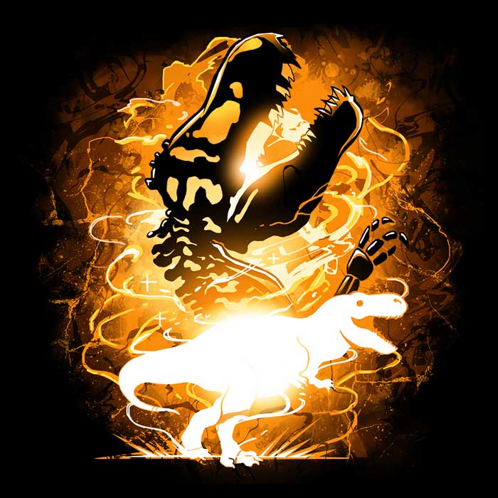 Men's V-Neck T-Shirt with Tyrannosaurus Rex Silhouette Design