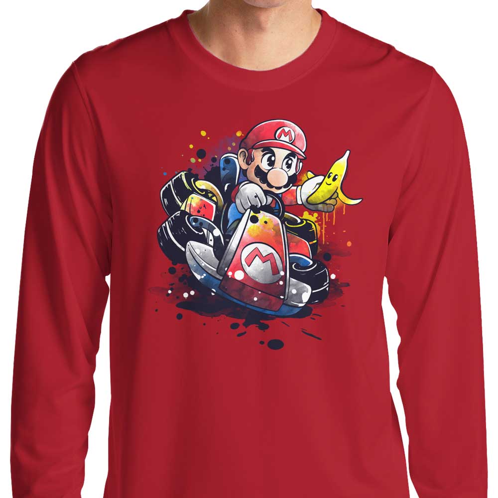 Long Sleeve Go Kart Watercolor T-Shirt for All Sizes
