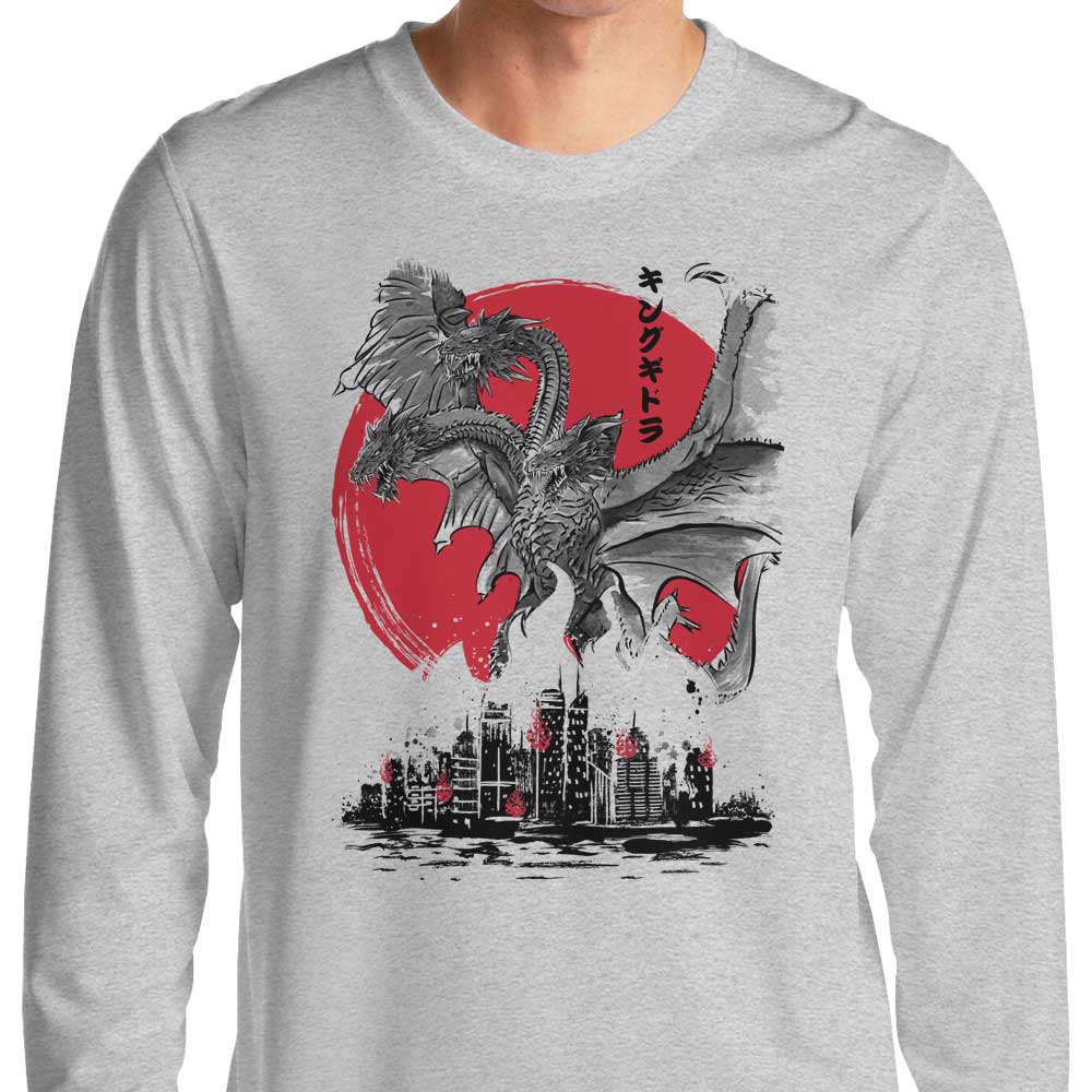 Terror King Rising Sumi-e Artwork Long Sleeve Crewneck T-Shirt