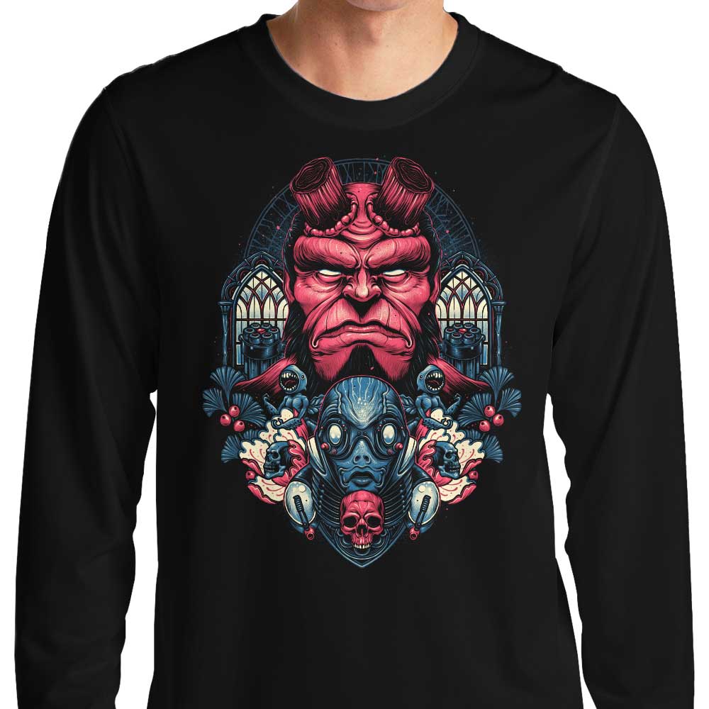 Long Sleeve Fire and Water Themed T-Shirt for Fashion Lovers