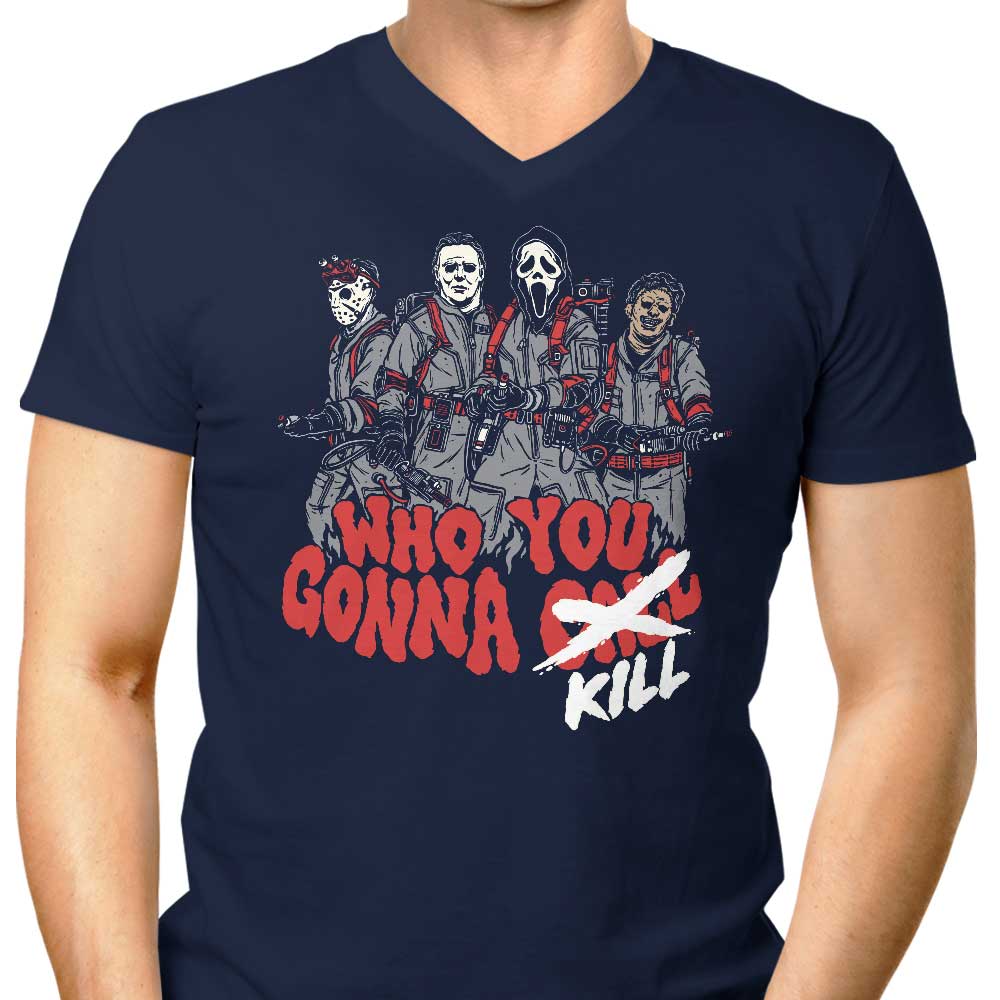 Men's Stylish V-Neck T-Shirt: Who You Gonna Kill Design