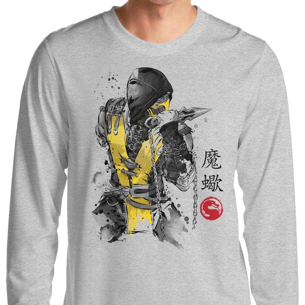 Long Sleeve Fire Warrior Sumi-e T-Shirt by Dr. Monekers