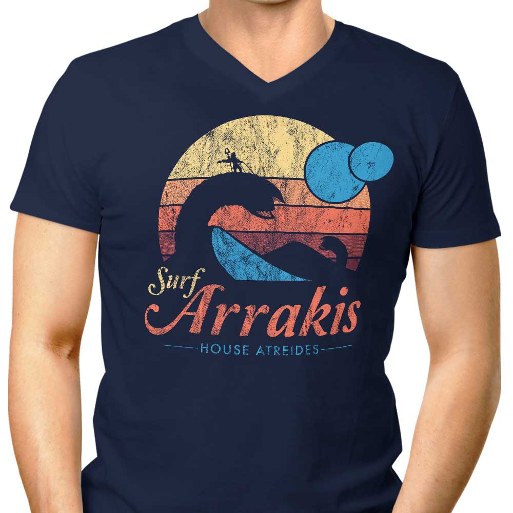 Men's Stylish V-Neck Surf T-Shirt - Surf Arrakis