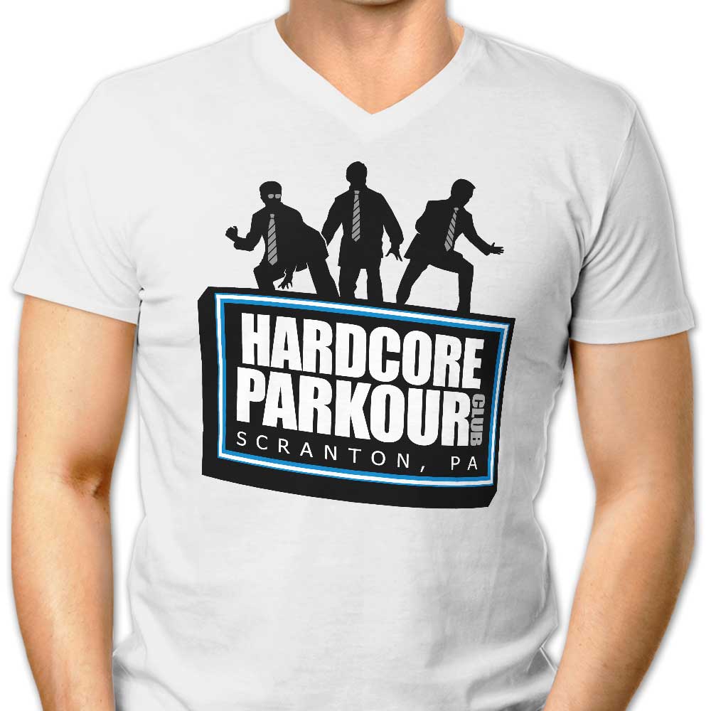 Men's V-Neck T-Shirt for Hardcore Parkour Enthusiasts