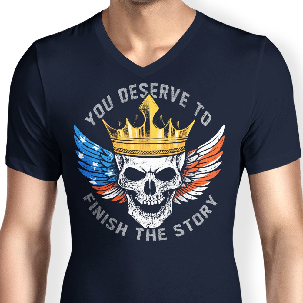Alemaglia Men's V-Neck T-Shirt - 'Finish the Story (Alt)' Edition