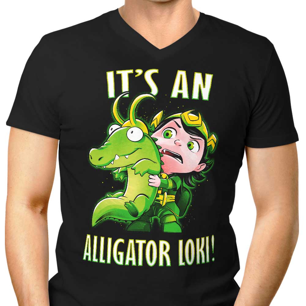 Men's V-Neck T-Shirt with 'It's an Alligator' Design