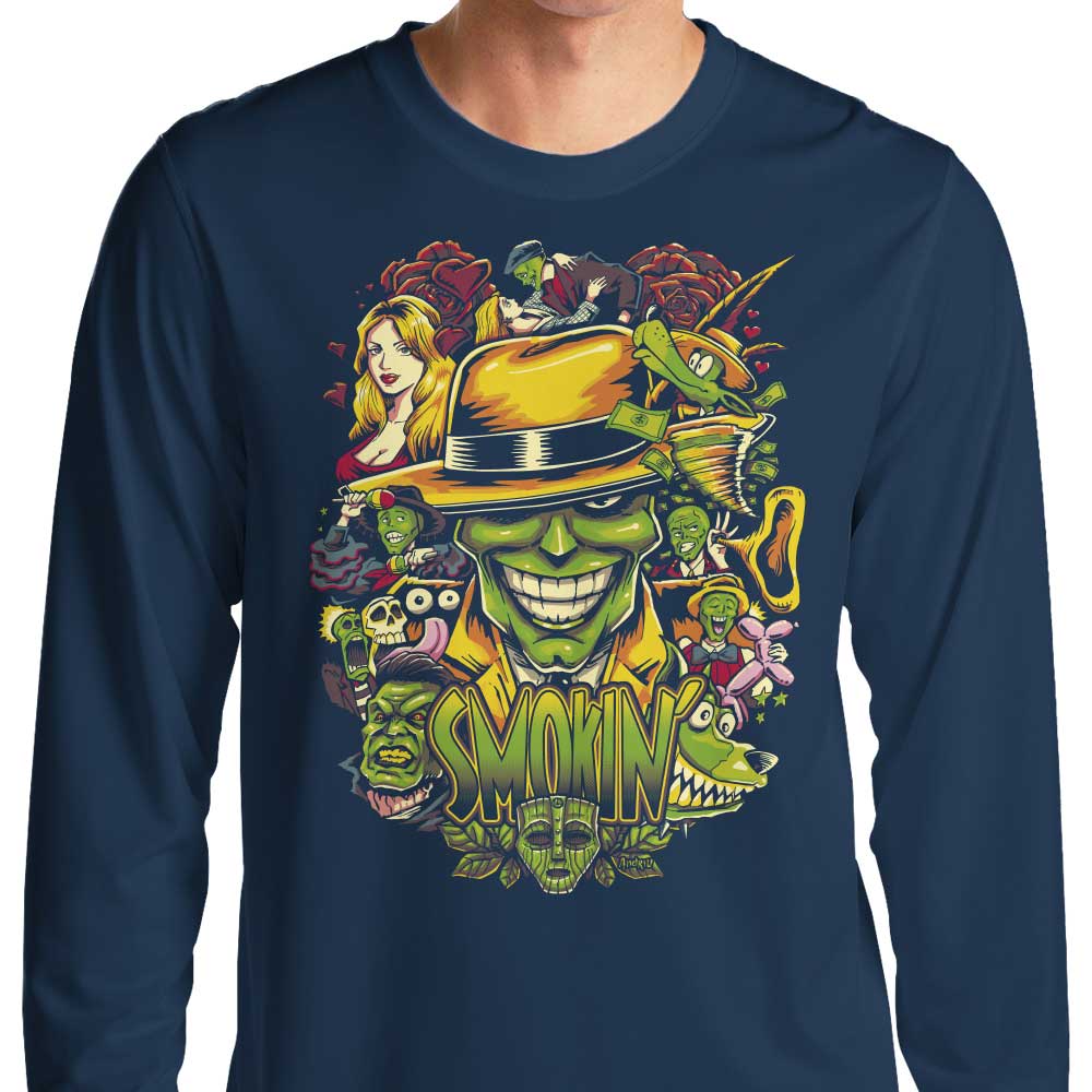 Stylish Andriu Illustrations Smokin' Long Sleeve Crewneck T - Shirt