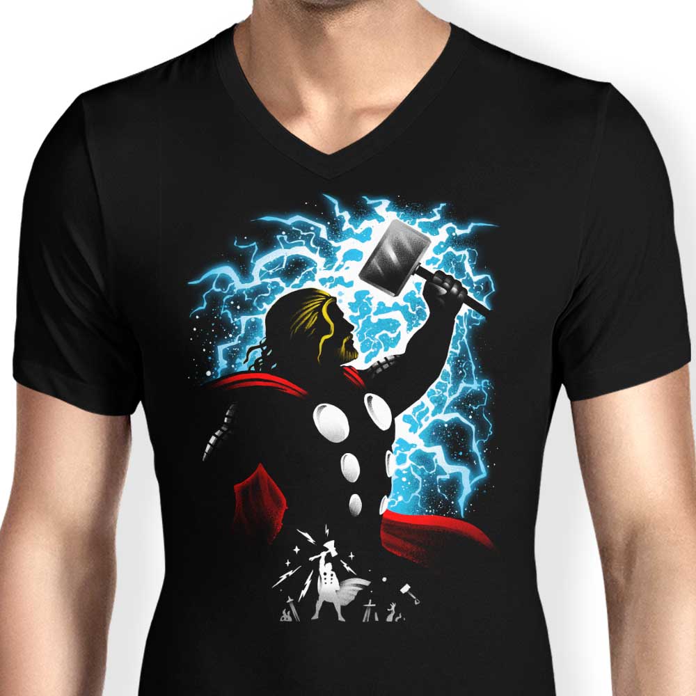 Men's V-Neck T-Shirt Inspired by the God of Thunder