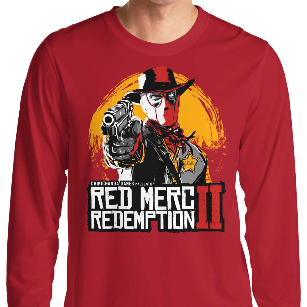Red Mercenary Redemption Long Sleeve Crewneck T - Shirt for Men and Women