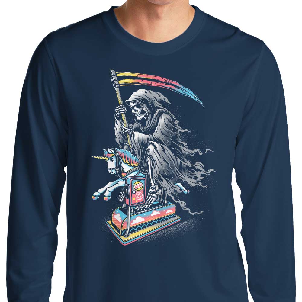 Glitchygorilla's 'Death Enjoying Life' Long Sleeve Crewneck T - Shirt for All Sizes