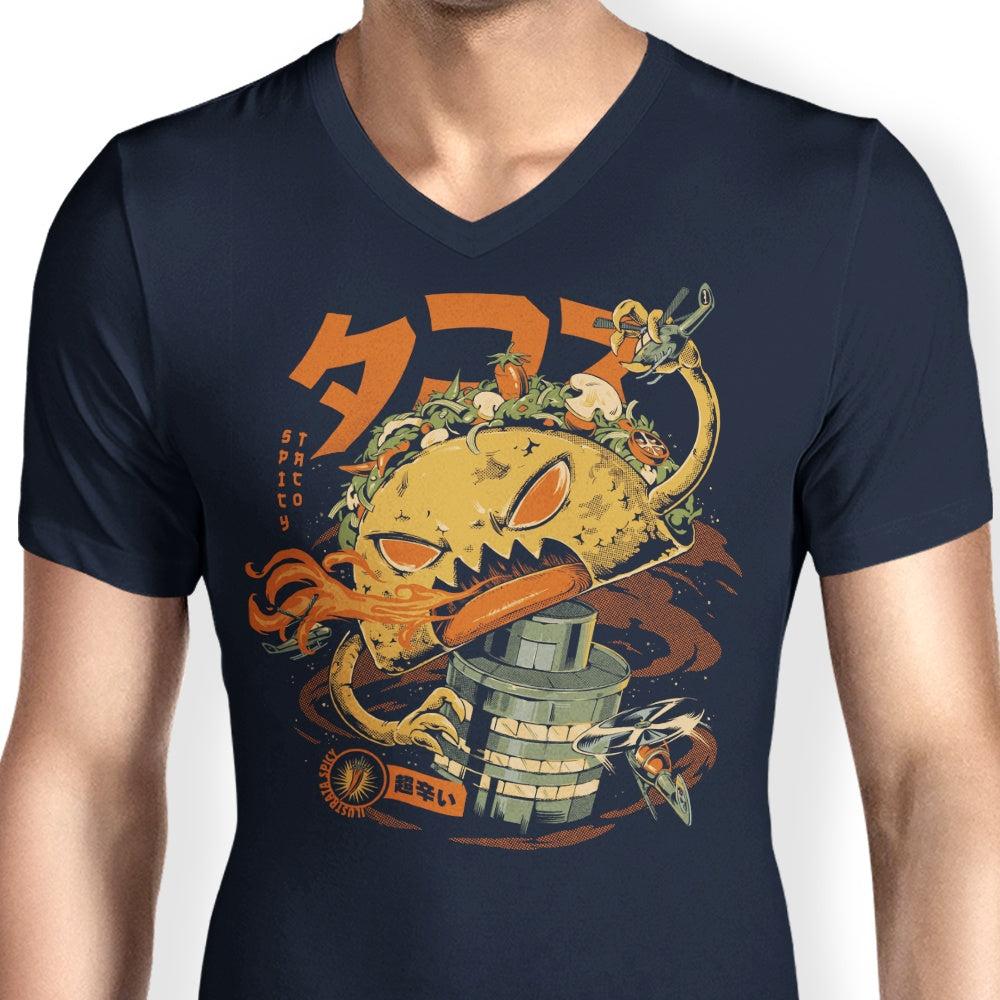 Men's Spicy Taco Kaiju Stylish V-Neck T-Shirt