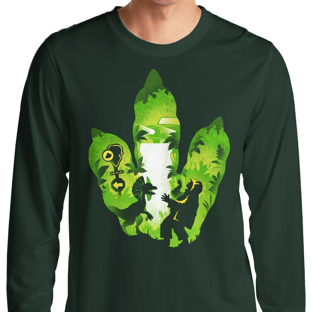 Long Sleeve T-Shirt Featuring Dilophosaurus Footprint Design