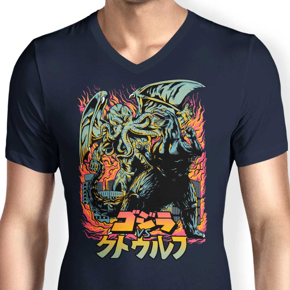 Men's Stylish V-Neck - Clash of Gods Design