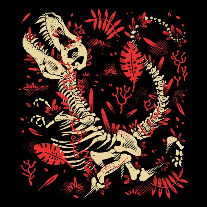 Long Sleeve T-Shirt with Tyrannosaurus Fossils Design