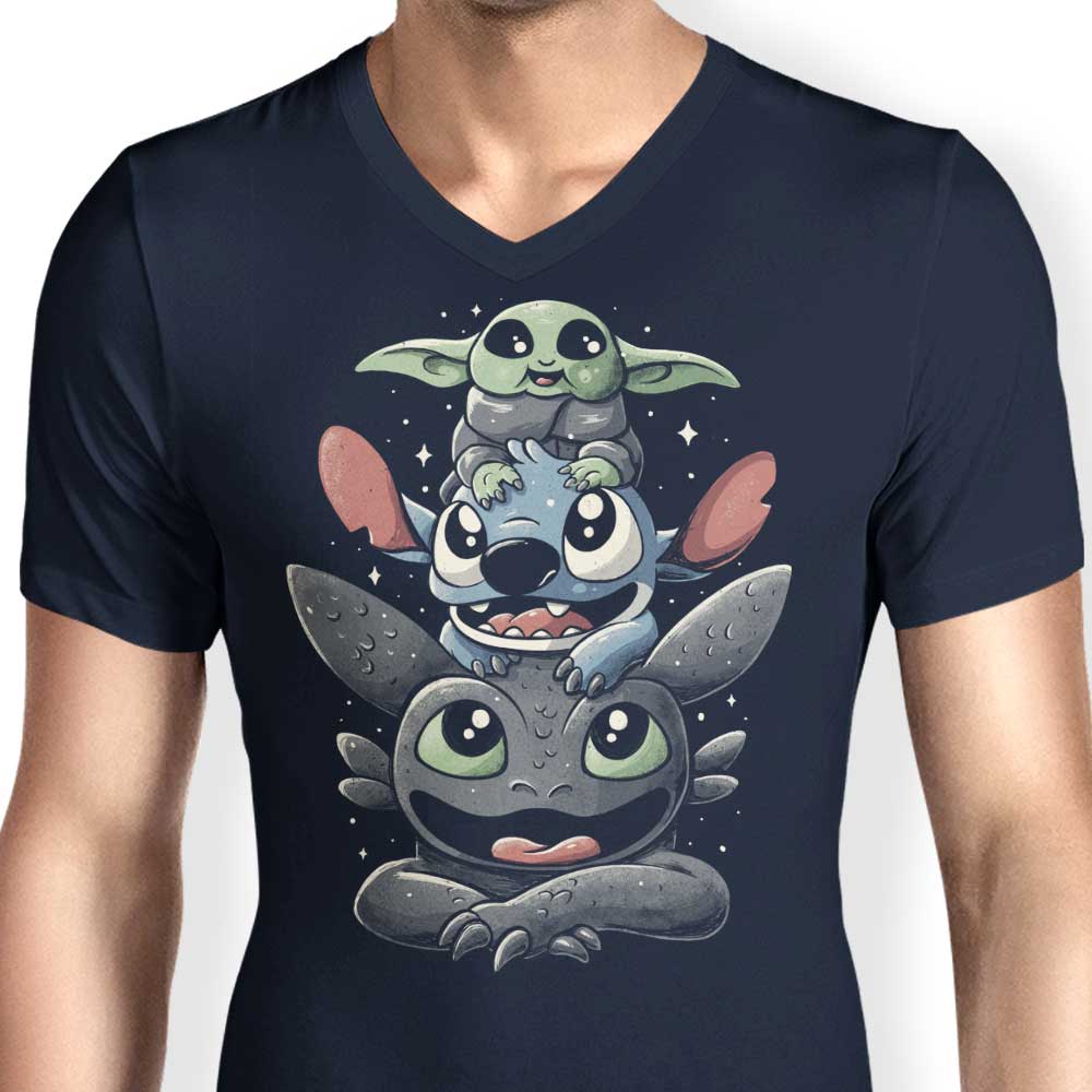 Men's Fashionable V-Neck Cuteness Tower T-Shirt