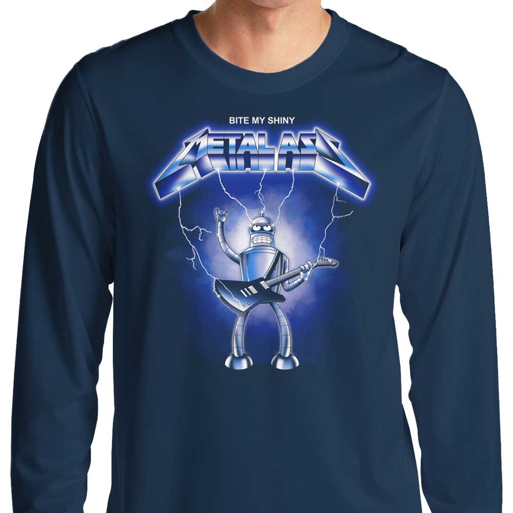 Gleaming Metal Long-Sleeved T-Shirt with Retro Style