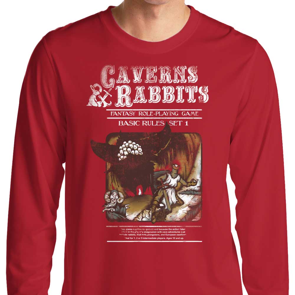 Caverns and Rabbits-themed Long Sleeve Crewneck T-Shirt by Creative Outpouring