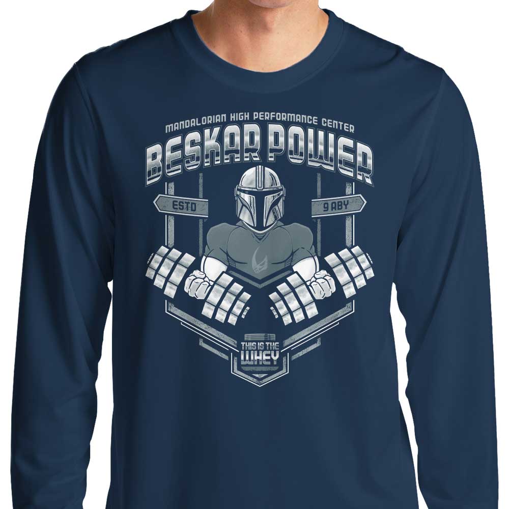 Teesgeex Beskar Power Long - Sleeve Crewneck Comfort T - Shirt