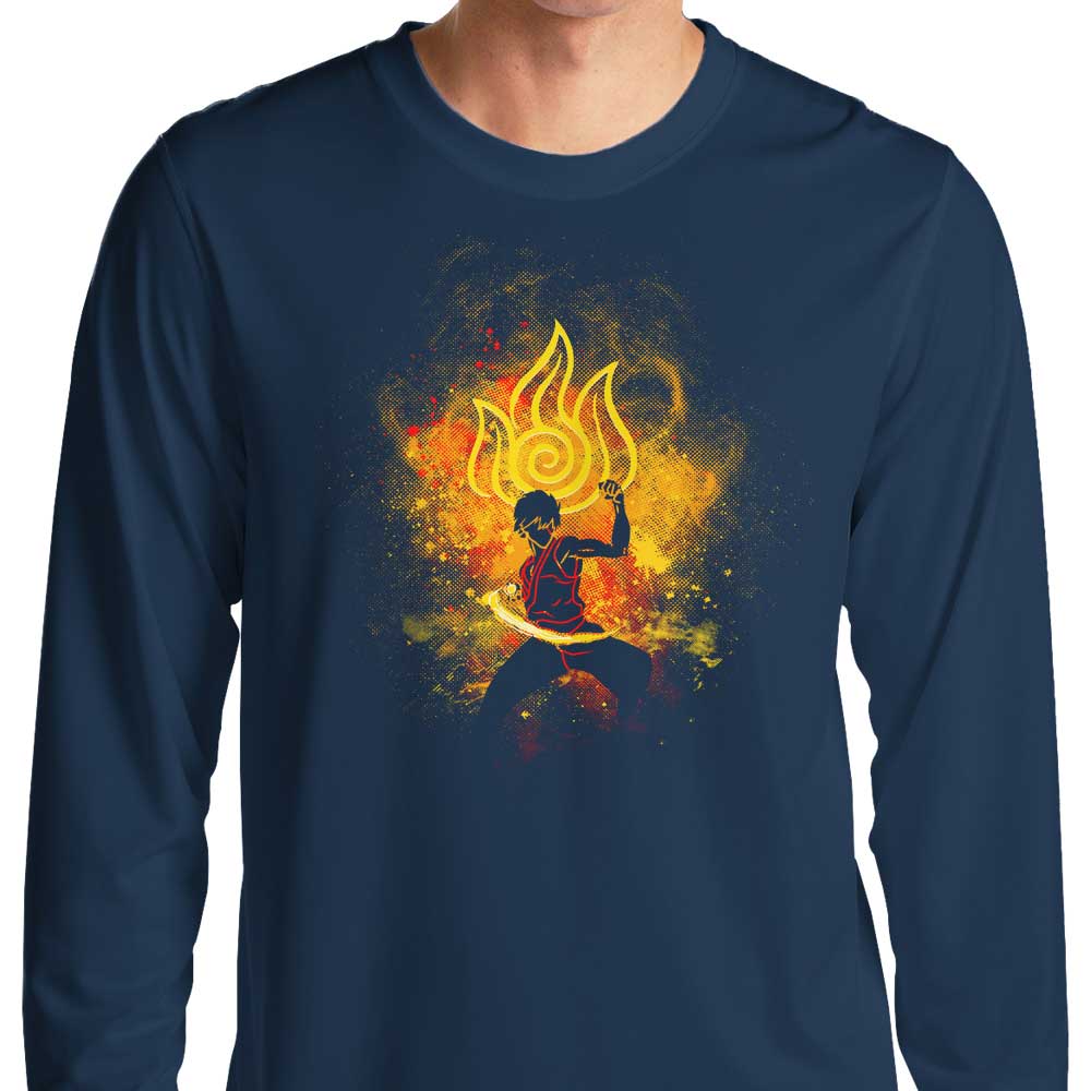 Long Sleeve Fire Bender Art Graphic T-Shirt by Donnie Illustrations