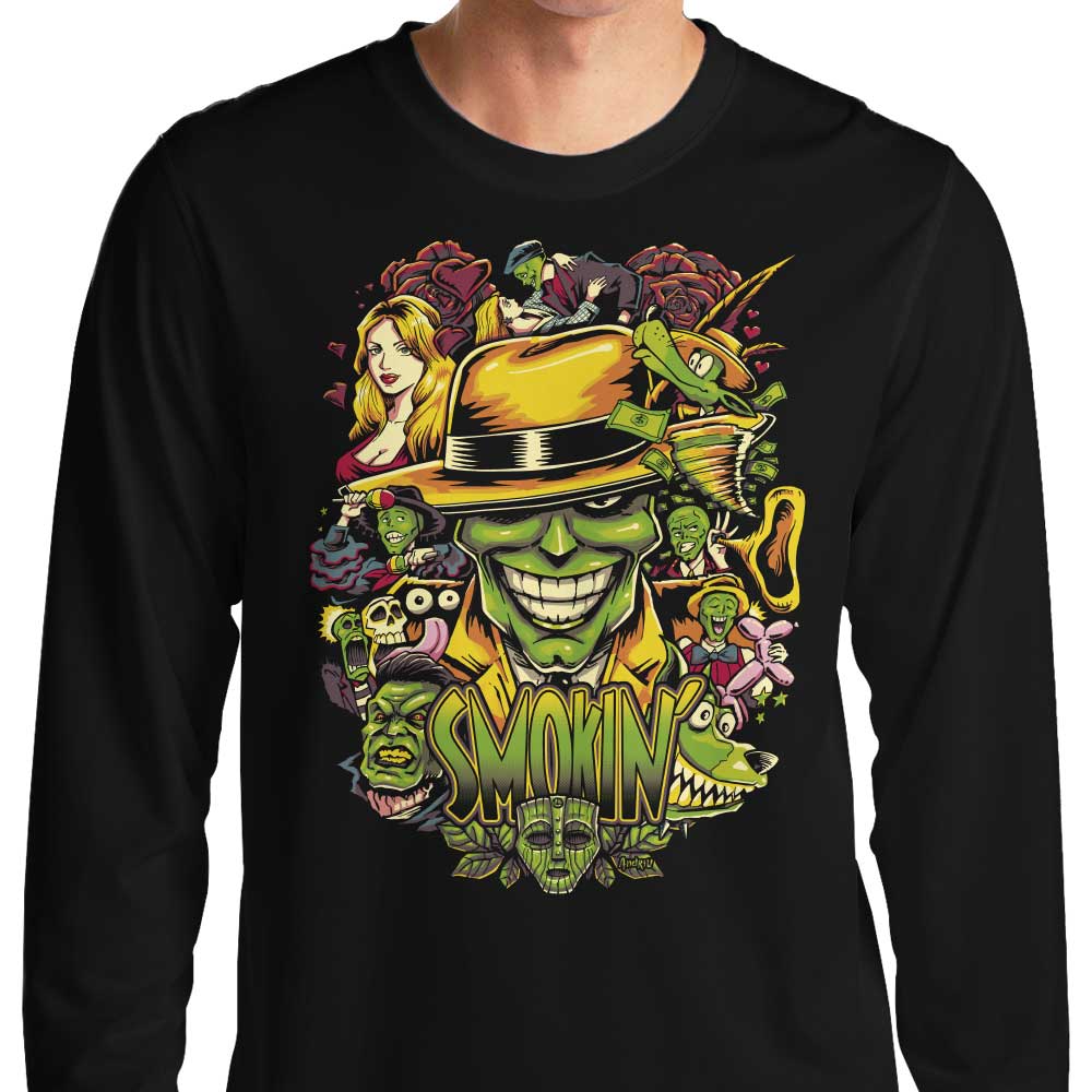 Stylish Andriu Illustrations Smokin' Long Sleeve Crewneck T - Shirt