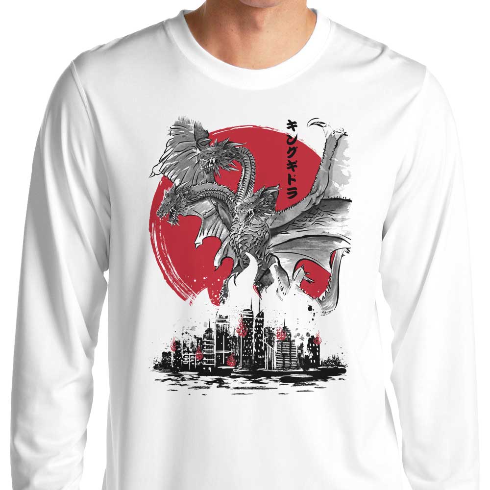 Terror King Rising Sumi-e Artwork Long Sleeve Crewneck T-Shirt