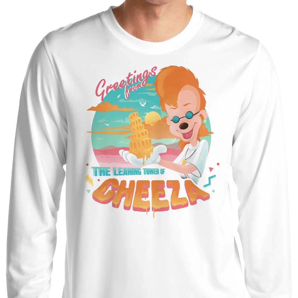 The Cheeza Leaning Tower Long Sleeve Crewneck T-Shirt for All Sizes